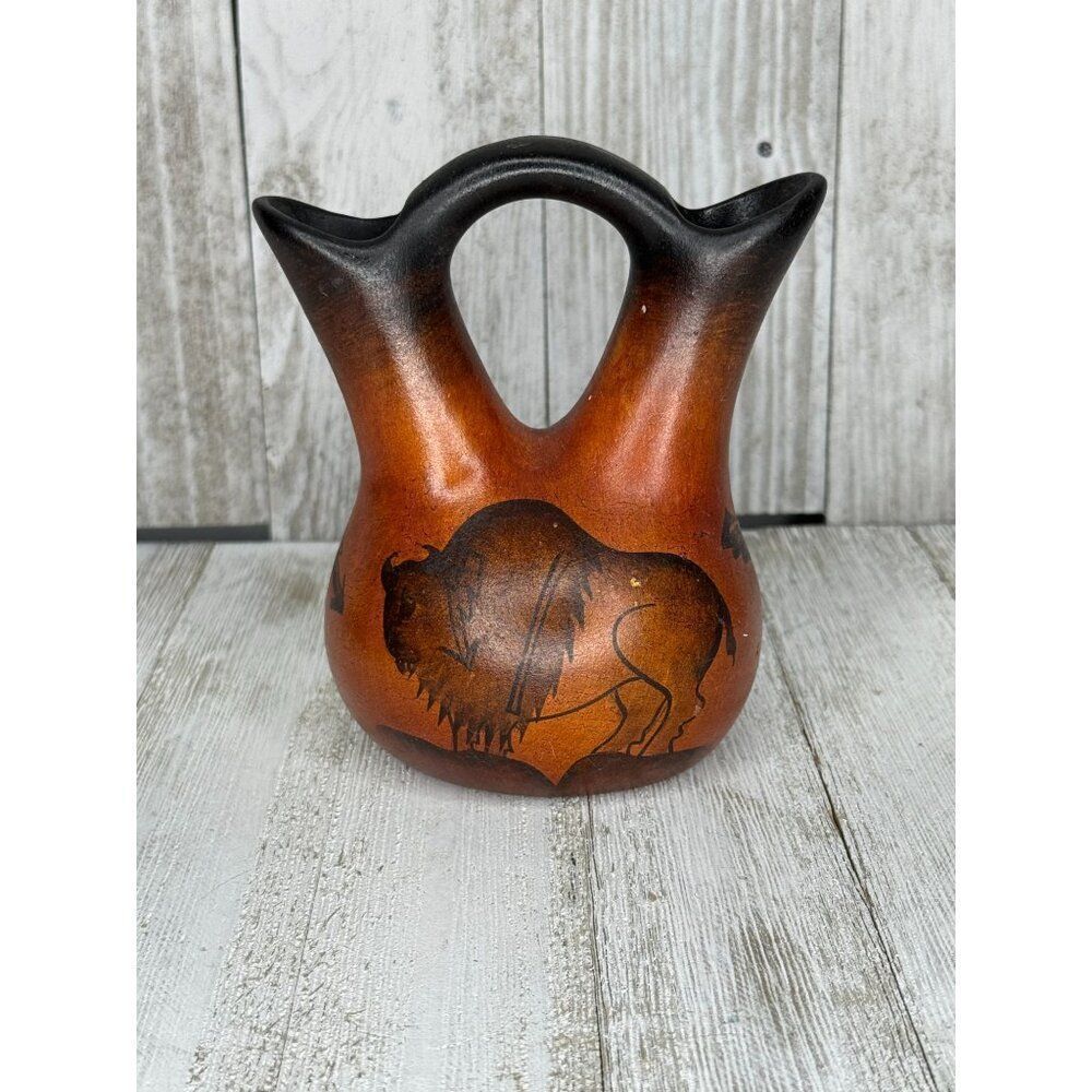 Vintage R.Galvan Signed Pottery Mexican Wedding Vase